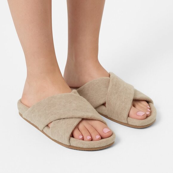 Lauren Manoogian Alpaca Criss Cross Slide Sandals - Picture 1 of 12